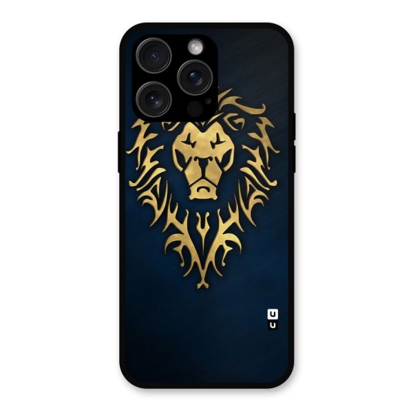 Beautiful Golden Lion Design Metal Back Case for iPhone 15 Pro Max