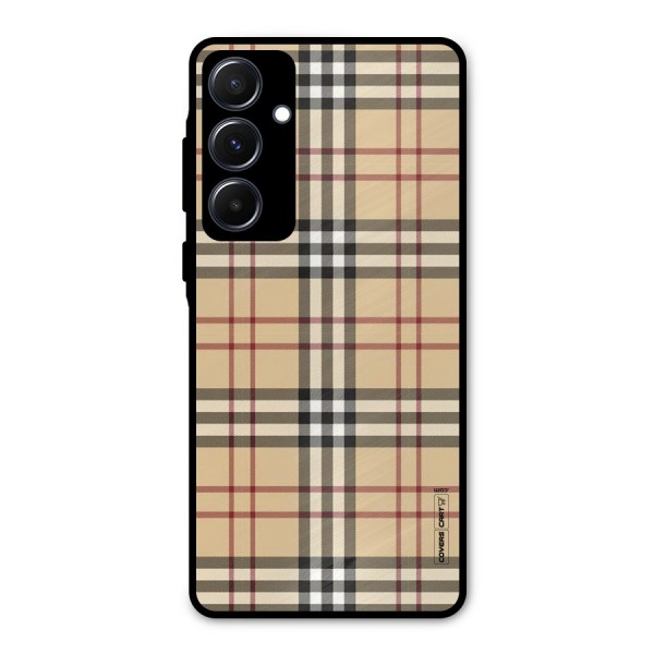 Beige Check Metal Back Case for Galaxy A55