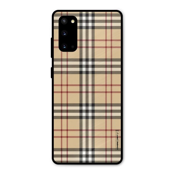 Beige Check Metal Back Case for Galaxy S20