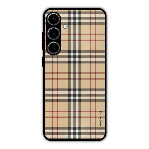 Beige Check Metal Back Case for Galaxy S24 Plus