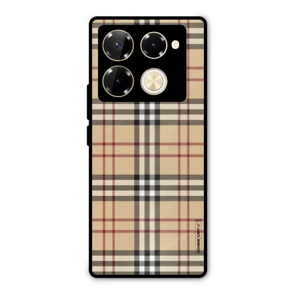 Beige Check Metal Back Case for Infinix Note 40 Pro