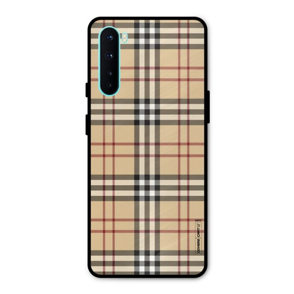 Beige Check Metal Back Case for OnePlus Nord