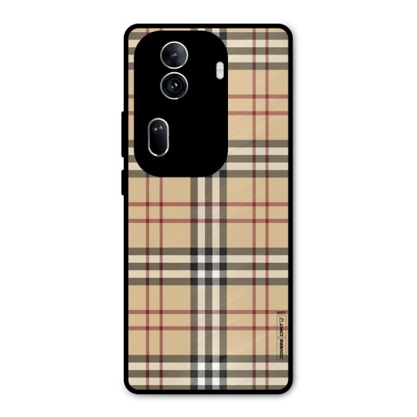 Beige Check Metal Back Case for Oppo Reno11 Pro 5G