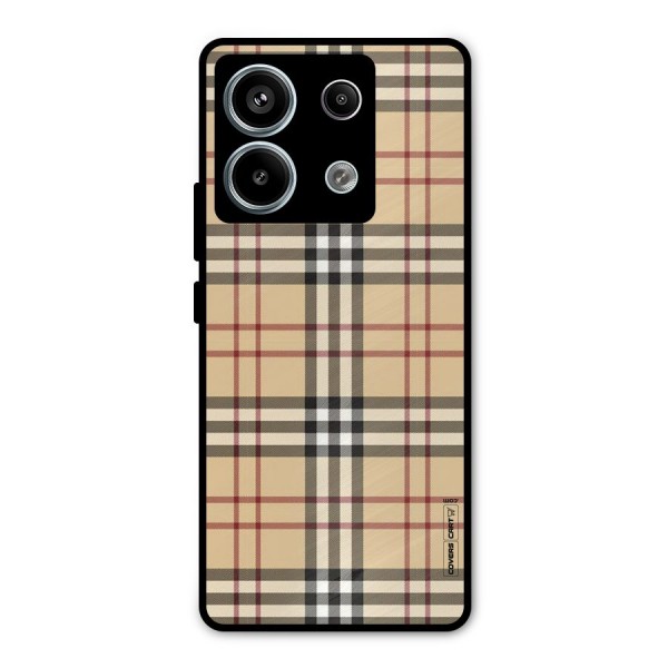 Beige Check Metal Back Case for Redmi Note 13 Pro 5G