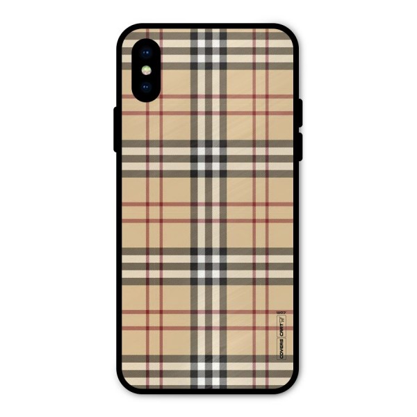 Beige Check Metal Back Case for iPhone X