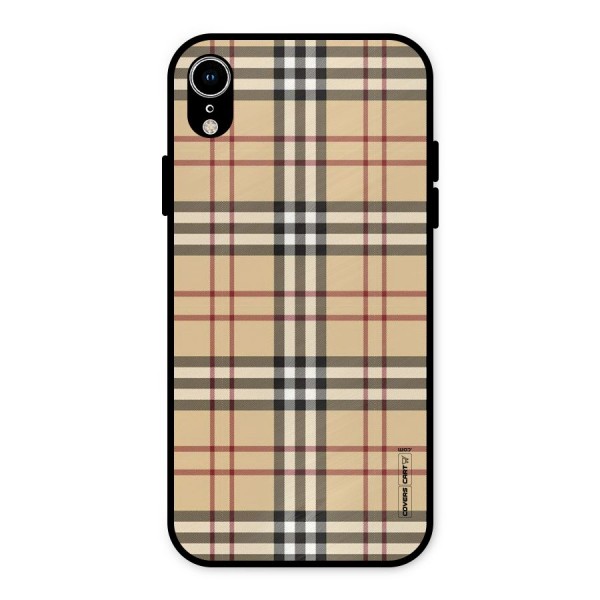 Beige Check Metal Back Case for iPhone XR