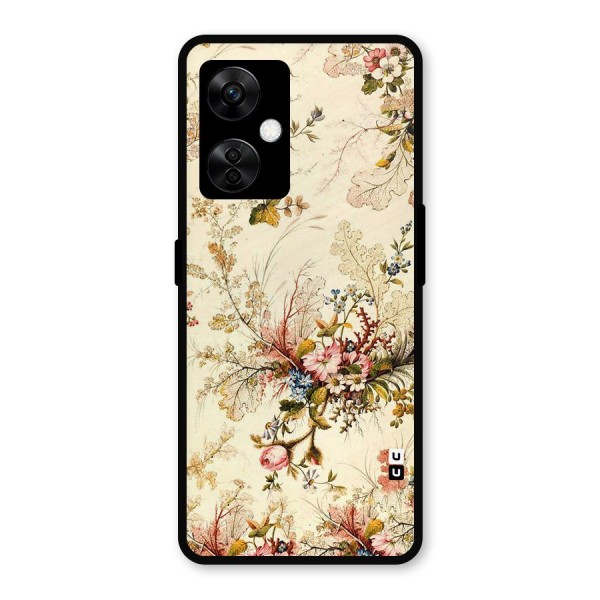 Beige Floral Metal Back Case for OnePlus Nord CE 3 Lite