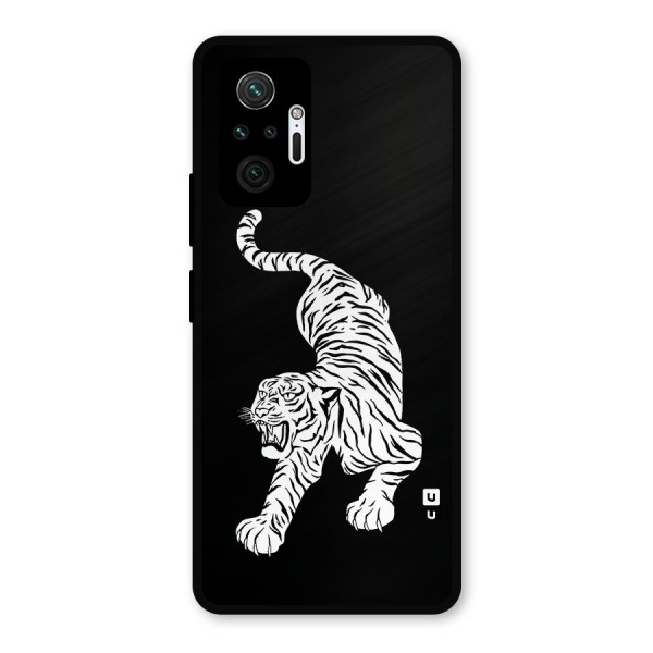 Bengal Tiger Stencil Art Metal Back Case for Redmi Note 10 Pro