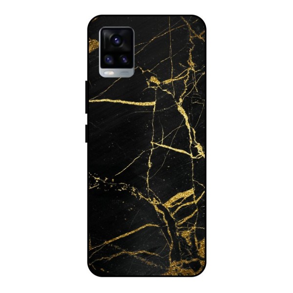 Black And Gold Design Metal Back Case for Vivo V20 2021