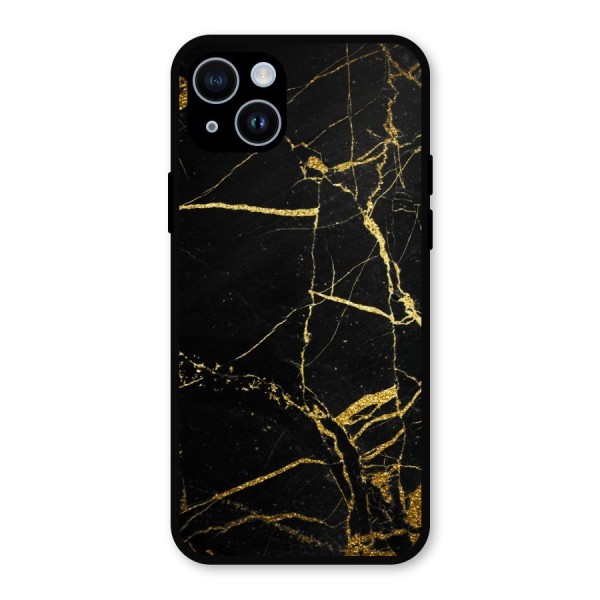 Black And Gold Design Metal Back Case for iPhone 14
