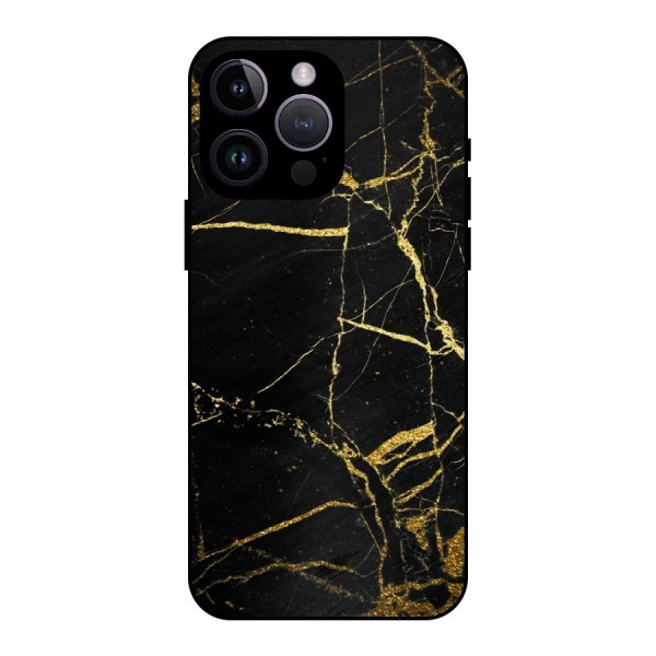 Black And Gold Design Metal Back Case for iPhone 14 Pro Max