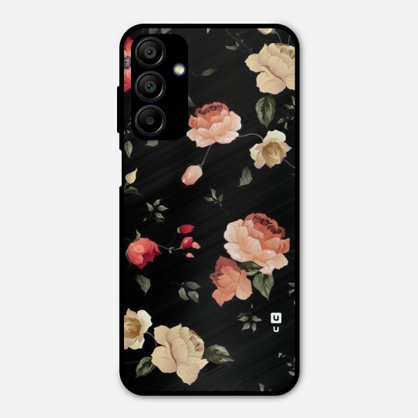 Black Artistic Floral Metal Back Case for Galaxy A15 5G