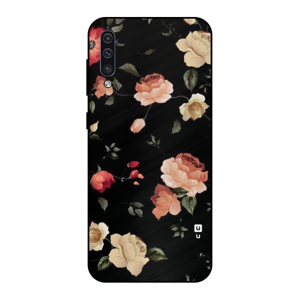 Black Artistic Floral Metal Back Case for Galaxy A50s