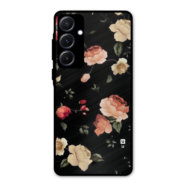 Black Artistic Floral Metal Back Case for Galaxy A55