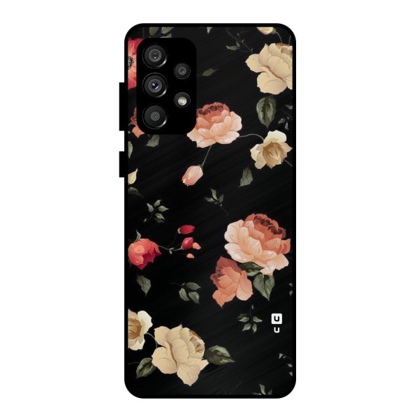 Black Artistic Floral Metal Back Case for Galaxy A73 5G