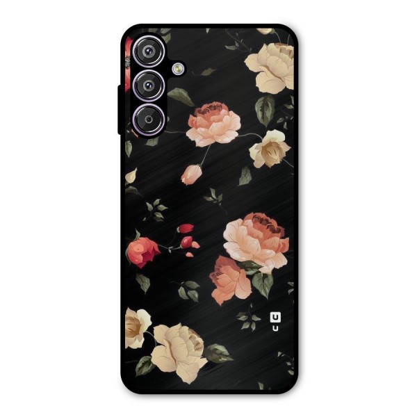 Black Artistic Floral Metal Back Case for Galaxy M15