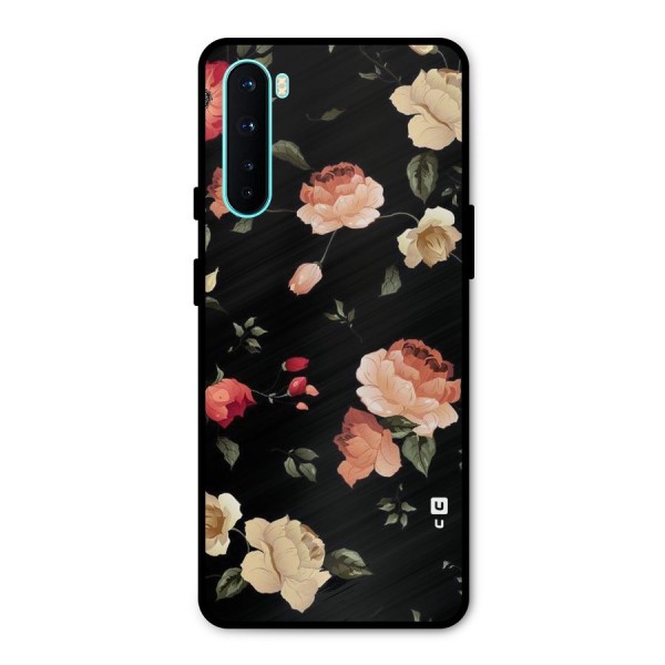 Black Artistic Floral Metal Back Case for OnePlus Nord