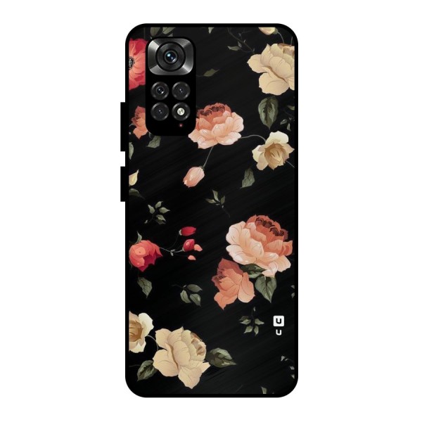 Black Artistic Floral Metal Back Case for Redmi Note 11 Pro