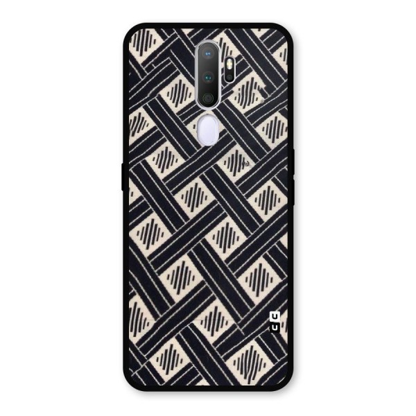 Black Beige Criscros Metal Back Case for Oppo A9 (2020)
