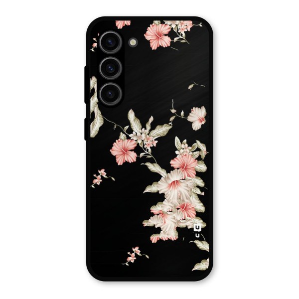 Black Floral Metal Back Case for Galaxy S23