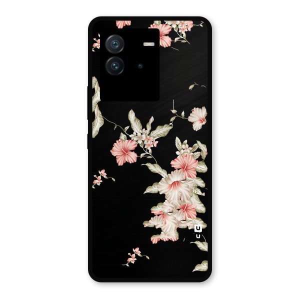 Black Floral Metal Back Case for iQOO Neo 6 5G