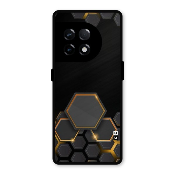Black Gold Hexa Metal Back Case for OnePlus 11R