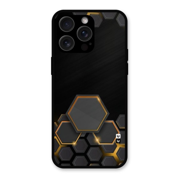 Black Gold Hexa Metal Back Case for iPhone 15 Pro Max