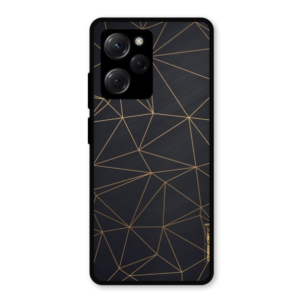 Black Golden Lines Metal Back Case for Poco X5 Pro