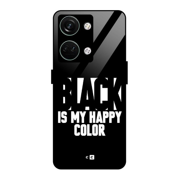 Black My Happy Color Glass Back Case for Oneplus Nord 3