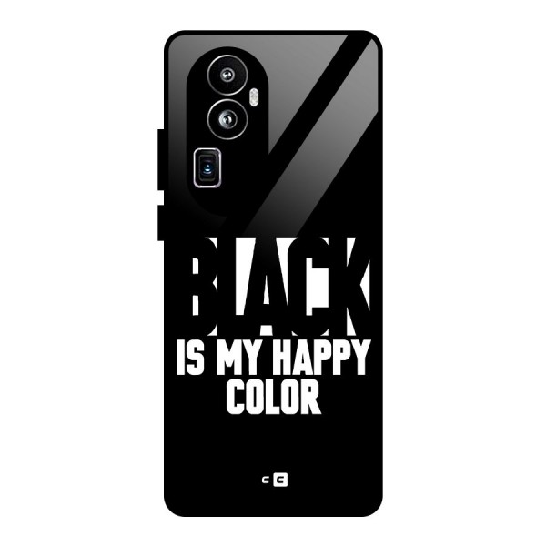 Black My Happy Color Glass Back Case for Oppo Reno10 Pro Plus