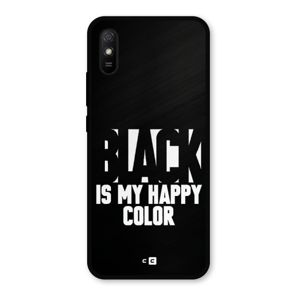 Black My Happy Color Metal Back Case for Redmi 9i