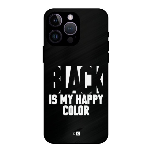 Black My Happy Color Metal Back Case for iPhone 14 Pro Max