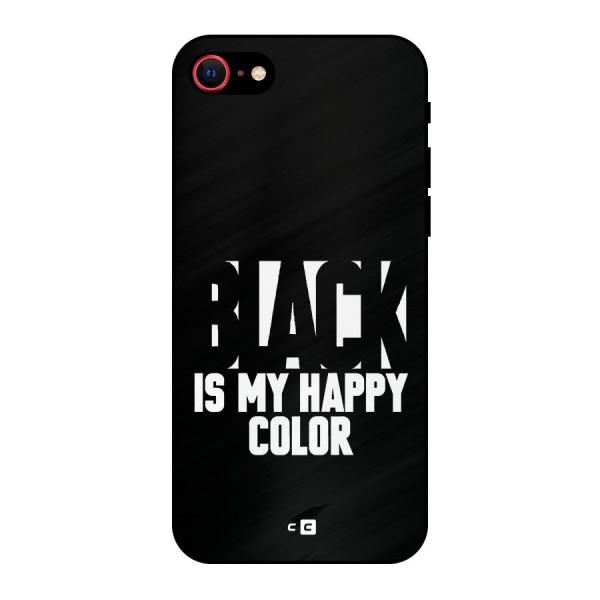 Black My Happy Color Metal Back Case for iPhone 8