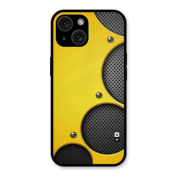 Black Net Yellow Metal Back Case for iPhone 15