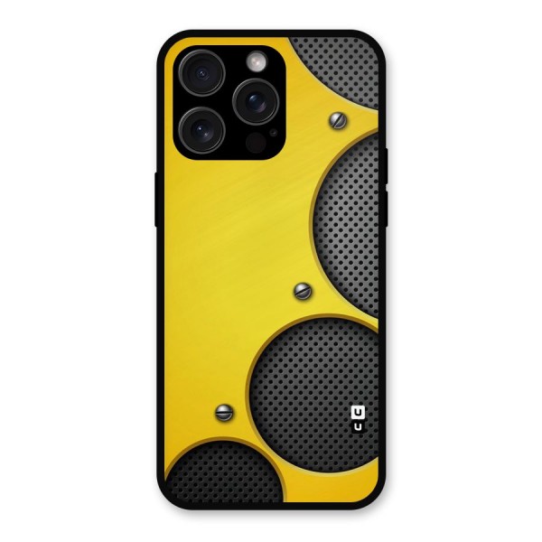 Black Net Yellow Metal Back Case for iPhone 15 Pro Max