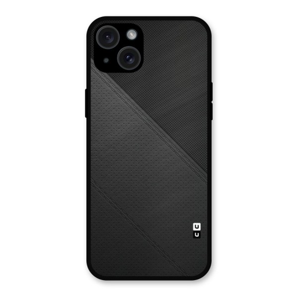 Black Polka Stripe Metal Back Case for iPhone 15 Plus