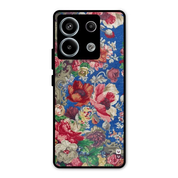 Block Printed Flowers Metal Back Case for Redmi Note 13 Pro 5G