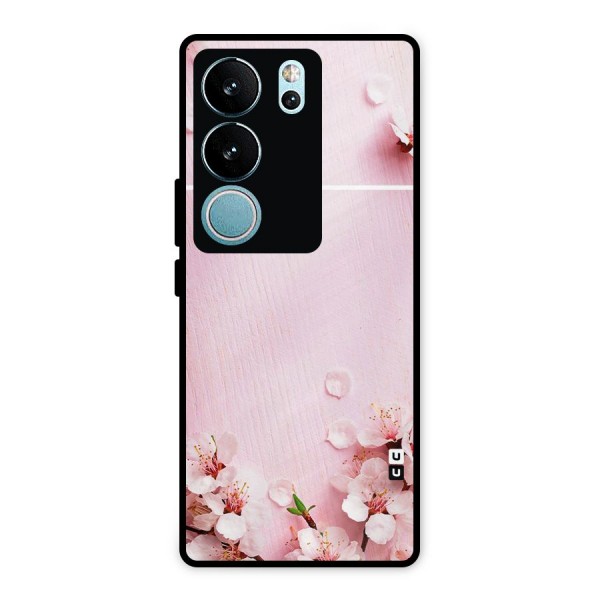 Blossom Frame Pink Metal Back Case for Vivo V29 Pro