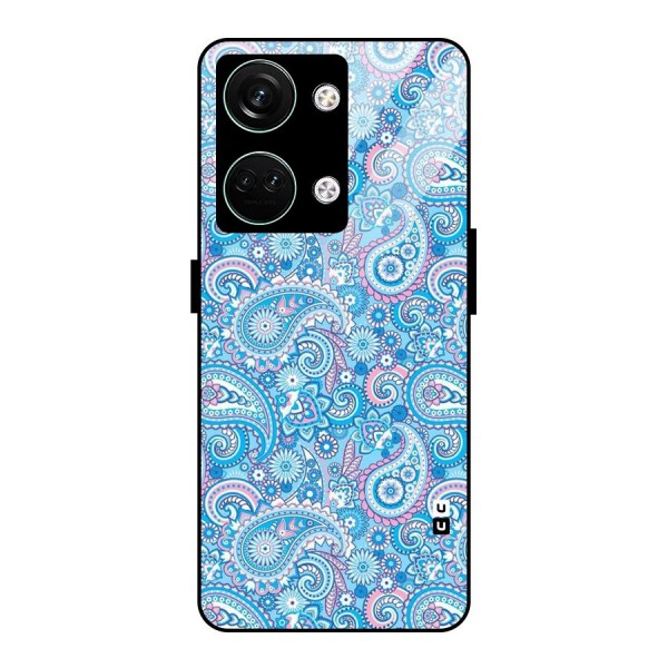 Blue Block Pattern Glass Back Case for Oneplus Nord 3