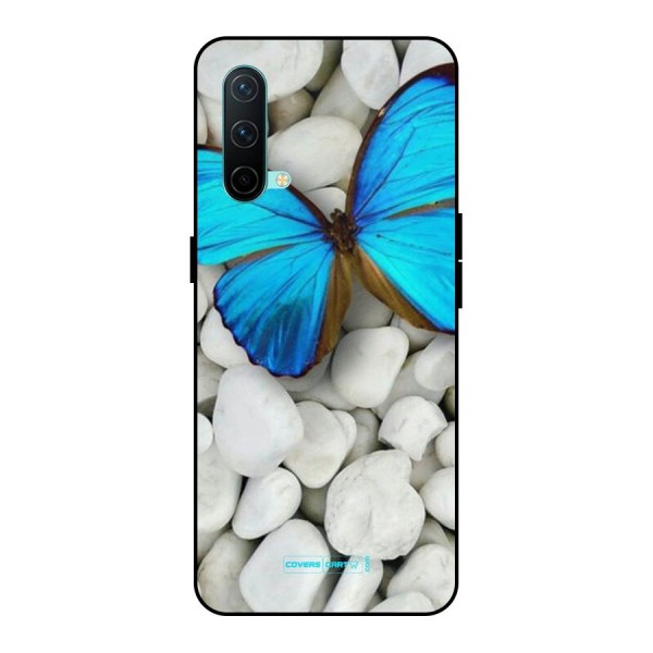 Blue Butterfly Metal Back Case for OnePlus Nord CE 5G