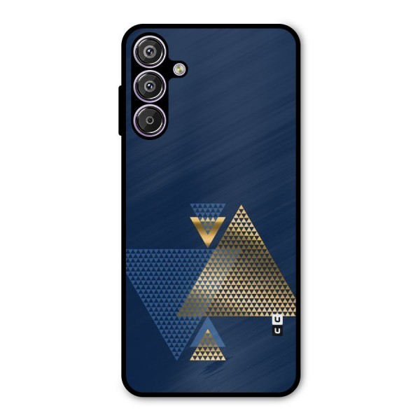 Blue Gold Triangles Metal Back Case for Galaxy F15