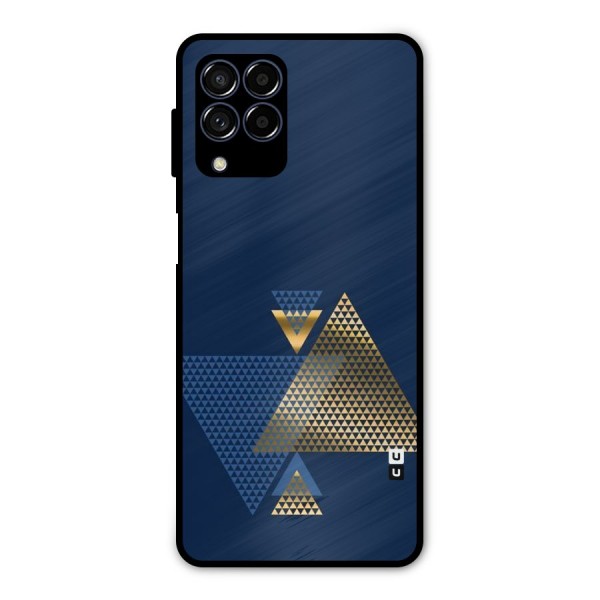 Blue Gold Triangles Metal Back Case for Galaxy M53 5G