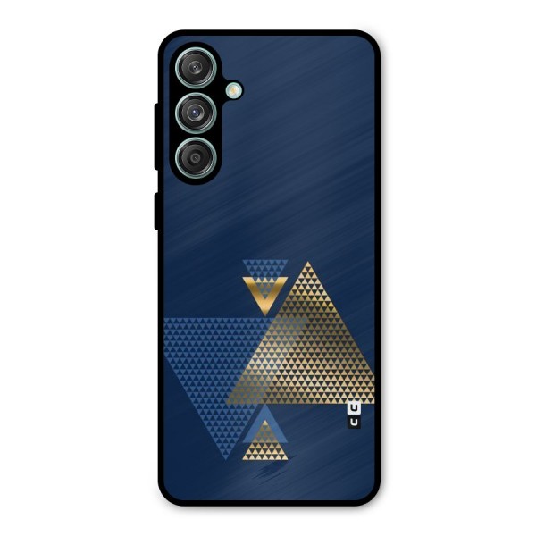 Blue Gold Triangles Metal Back Case for Galaxy M55 5G