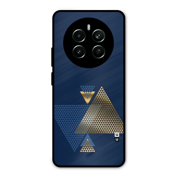 Blue Gold Triangles Metal Back Case for Realme 12 Plus