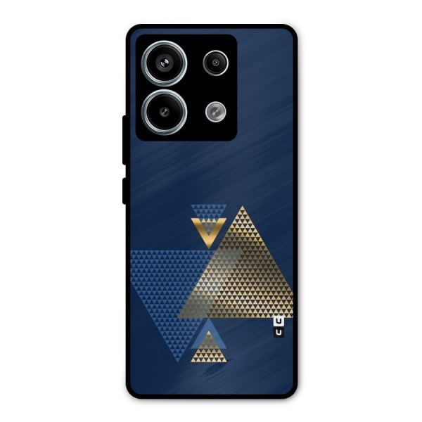 Blue Gold Triangles Metal Back Case for Redmi Note 13 Pro 5G