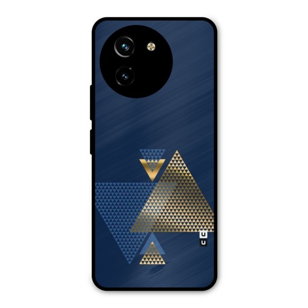 Blue Gold Triangles Metal Back Case for Vivo Y200i