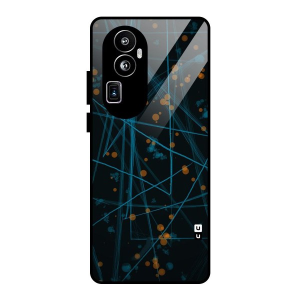 Blue Lines Gold Dots Glass Back Case for Oppo Reno10 Pro Plus