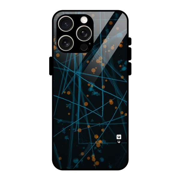 Blue Lines Gold Dots Glass Back Case for iPhone 15 Pro Max