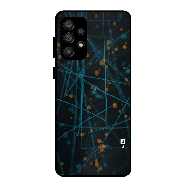 Blue Lines Gold Dots Metal Back Case for Galaxy A73 5G