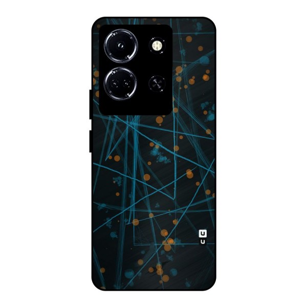 Blue Lines Gold Dots Metal Back Case for Infinix Note 30 5G